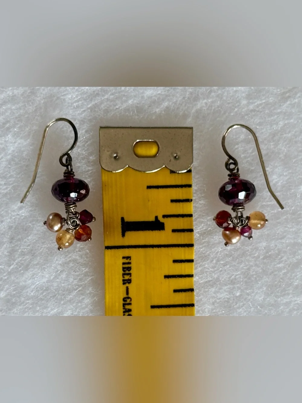 Garnet and Pearl Cluster Bracelet with Matching Earrings - Deep Red